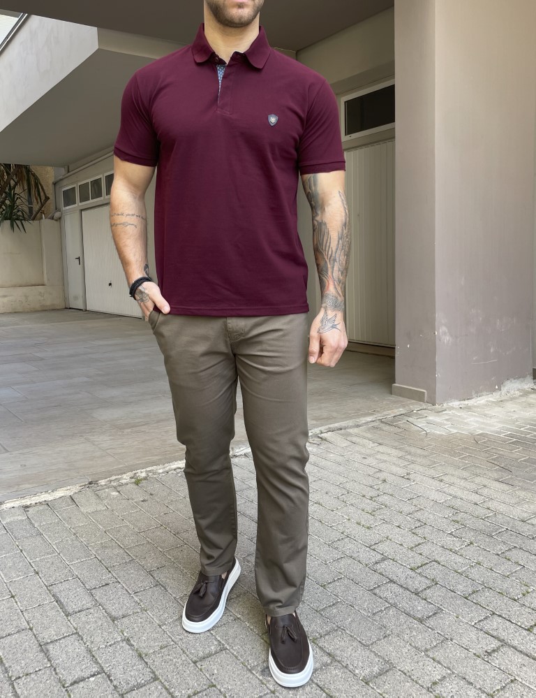 Everbest ανδρική μπορντό πικέ Polo μπλούζα Plus Size 252832B φωτογραφία